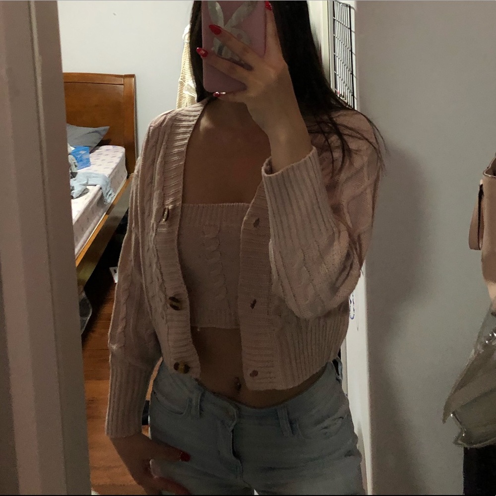 BRAND NEW MATCHING KNIT CARDIGAN AND TUBE TOP SET